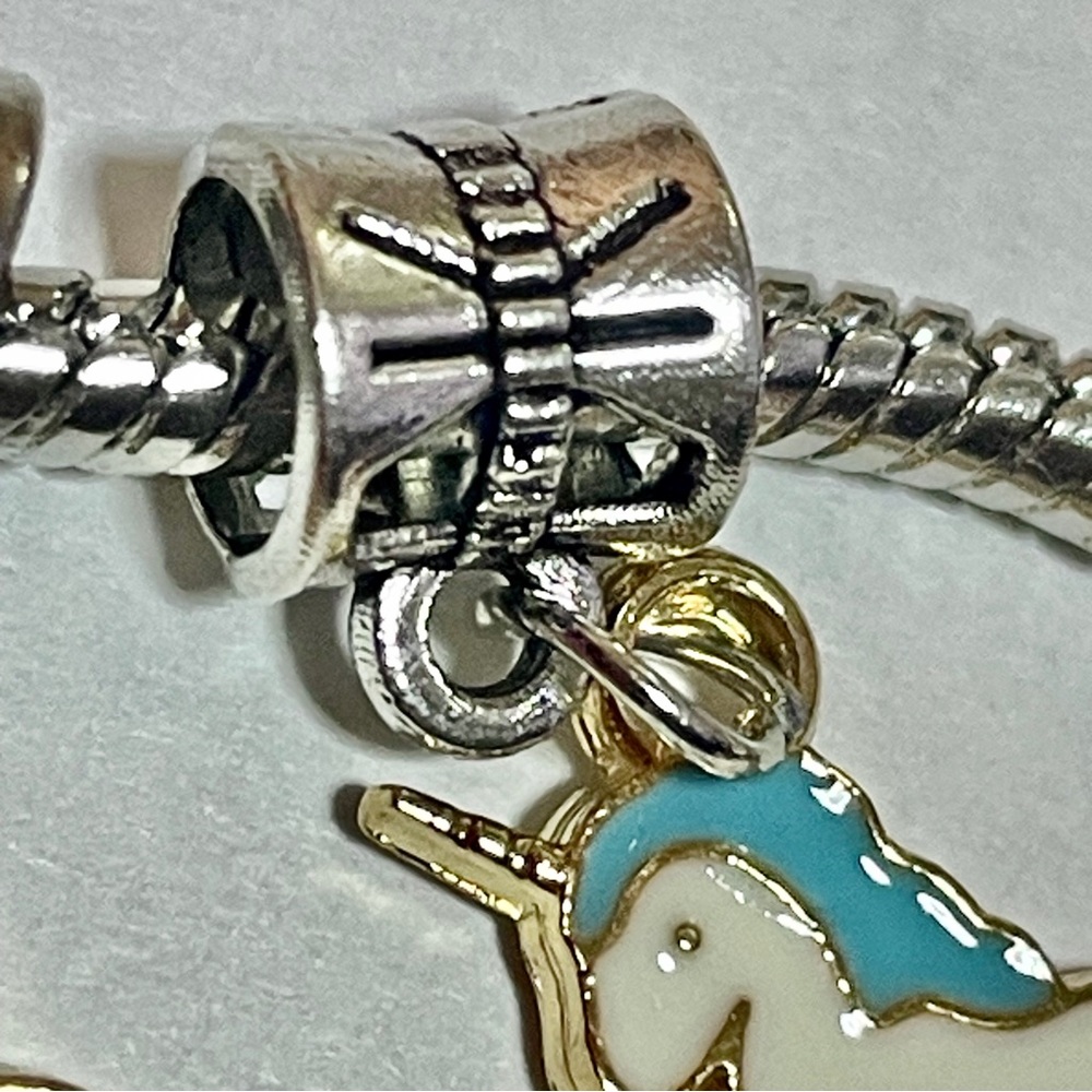 Kawaii Unicorn Rainbow Charm Pandora Style Bracelet, Colorful Enamel Charms, Y2K - Picture 13 of 16